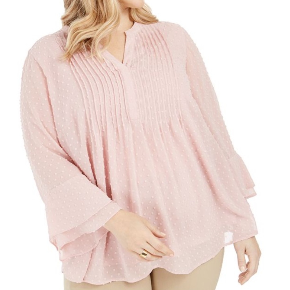 CHARTER CLUB PLUS SIZE DOUBLE RUFFLE PINTUCK TOP